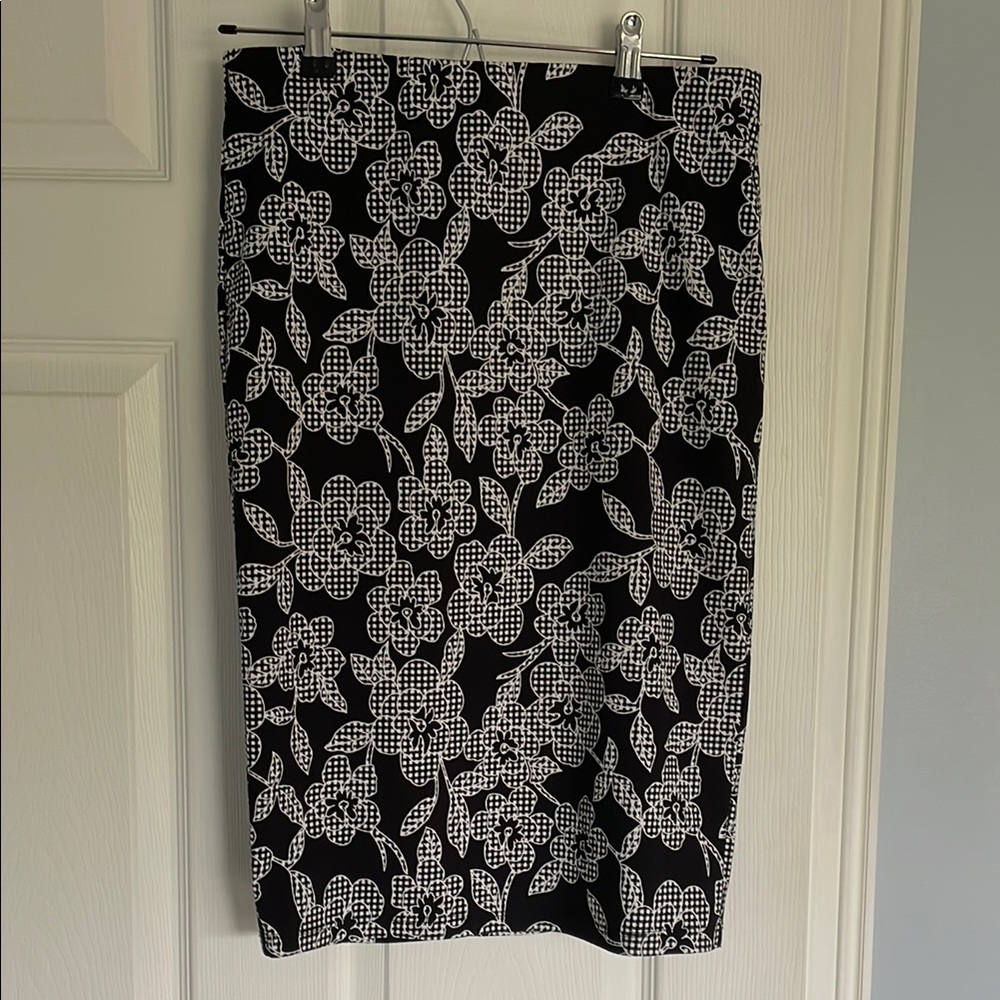 Jules & Leopold Black and White Pencil Skirt Knee-Length